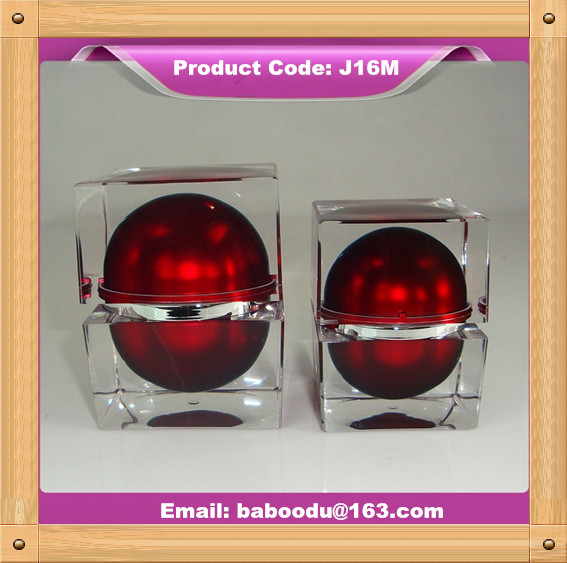 Square  acrylic cream jar with ball inside