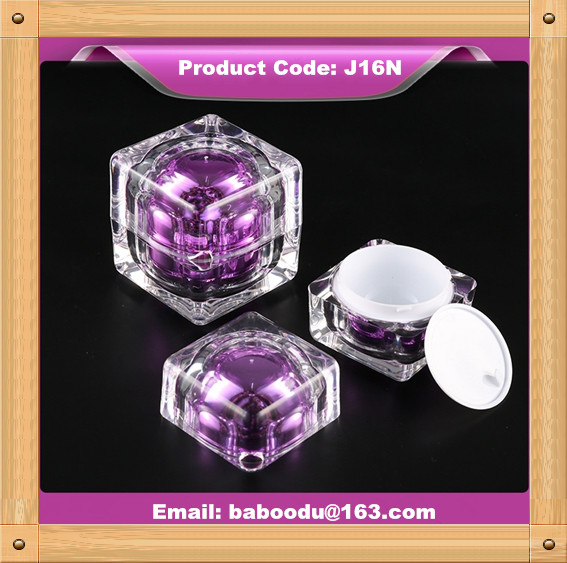 Square  acrylic cream jar with ball inside
